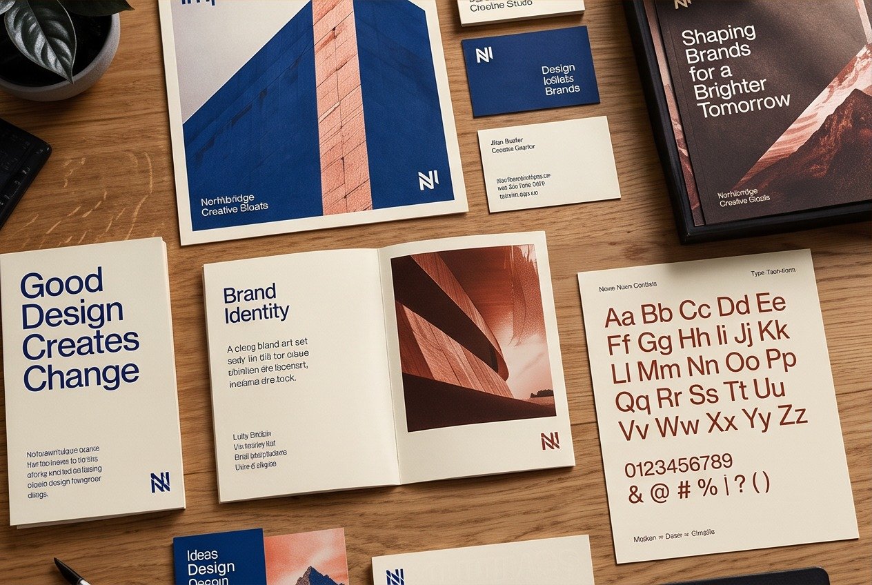 Colorful brand identity and print designs